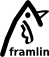 the framlin logo, displays kind of penguin and the string framlin