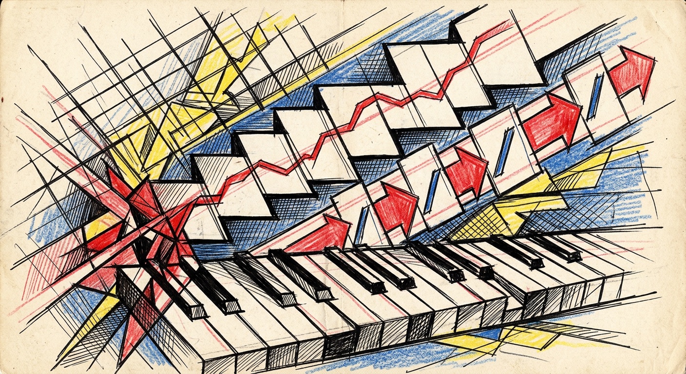 Velocity and Accent CV signal — Constructivist linocut illustration